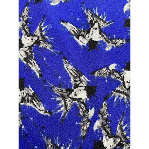 LuLaRoe Cassie Blue Black Gray Bird Print Straight Pencil Skirt Sz Small - Picture 3 of 6